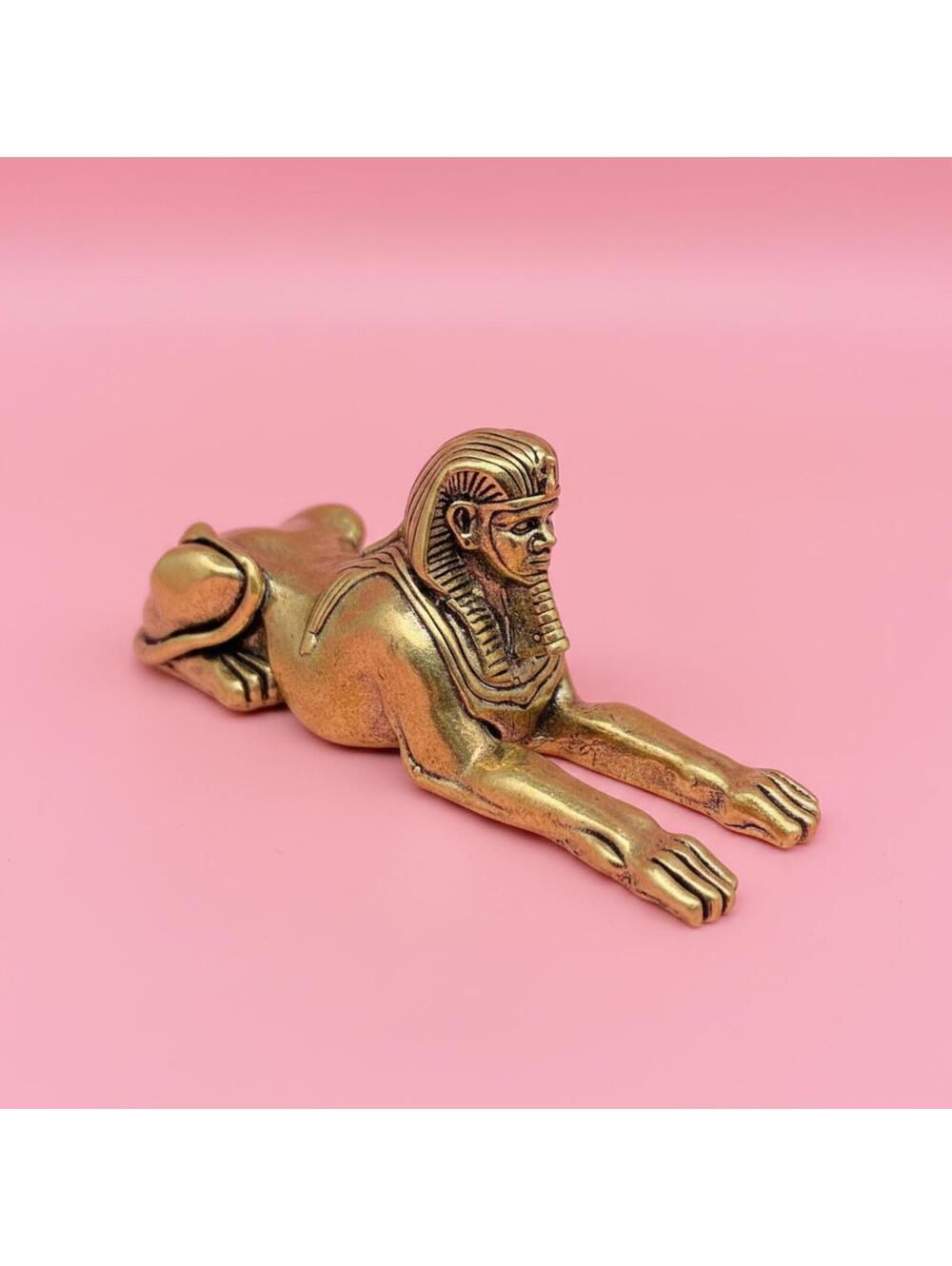 Antique Brass Sphinx Figurine Sculpture